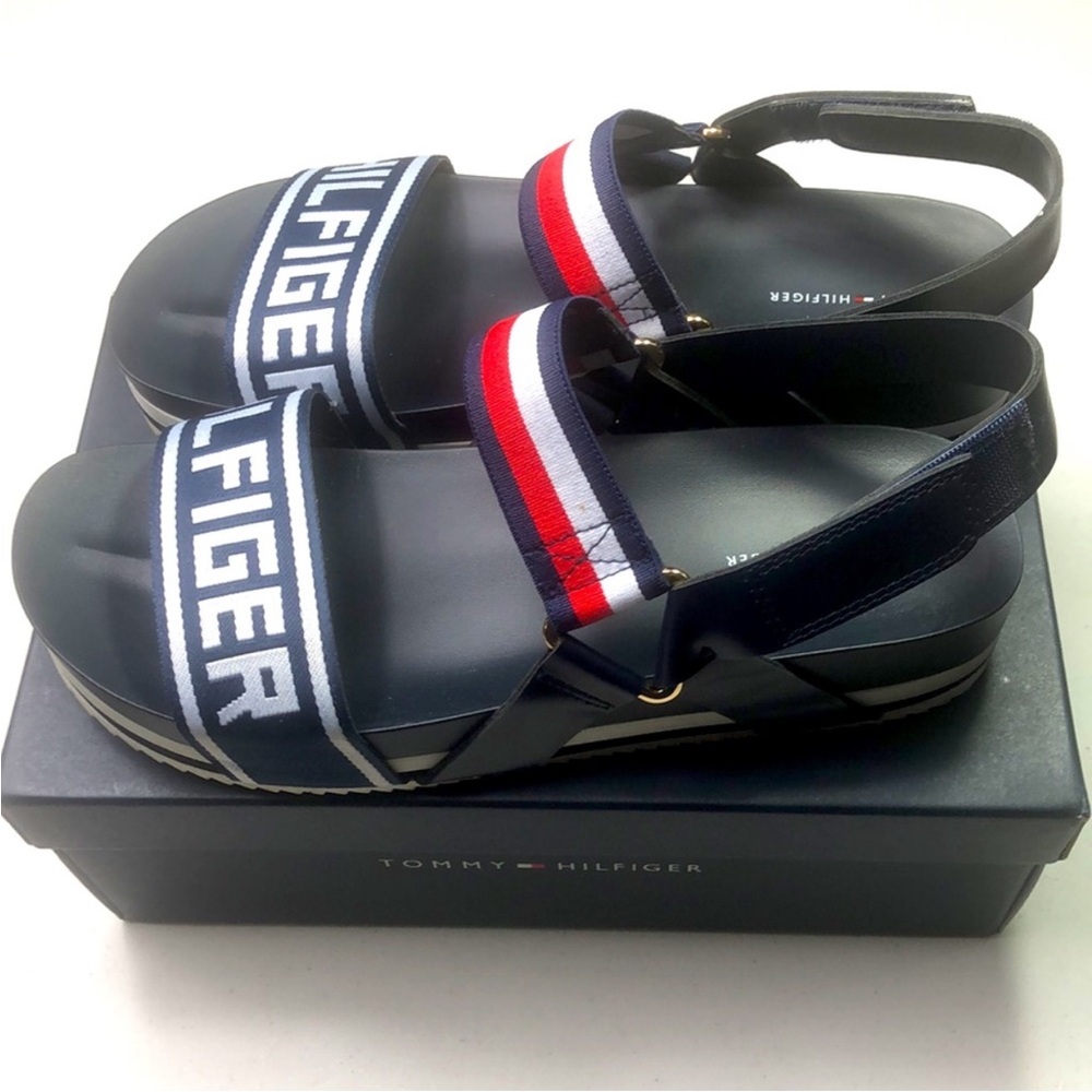 Tommy Hilfiger Women’s Blue, white and Red Sandals